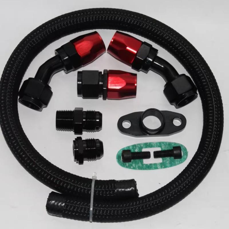 

AN10 10AN Car Turbo Stainless Steel Braided Oil Drain Return Line for T3 T4 T04E T70 T60 T61 чорний