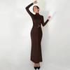 Women's Temperament Elegant Slimming High Waist Knit High Neck Solid Colour Dresses