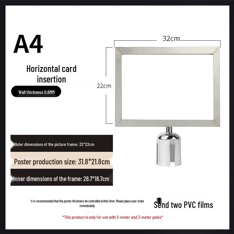Stainless Steel Retractable Belt Barrier with A4 Sign