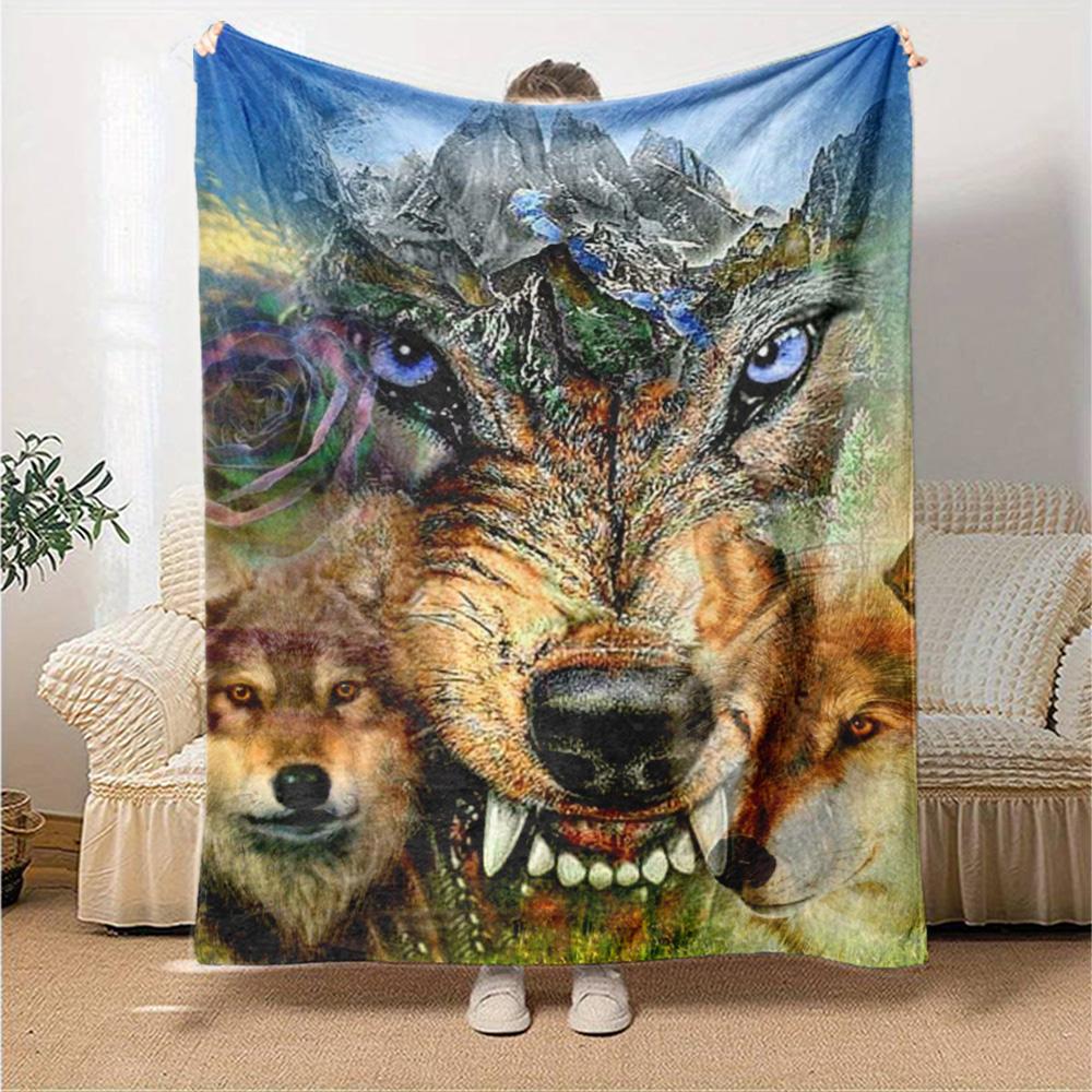 Wolfsmuster Flanelldecke Hohe Qualität Warm Bequem Decke für Alle Jahreszeiten Perfekt für Geschenke Heimdekoration