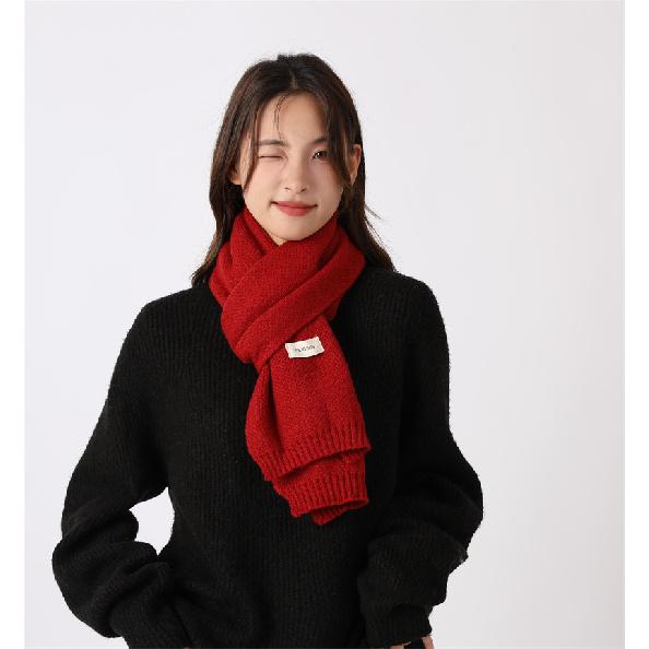 2024 New Solid Color Scarf Women'S Winter Thick Deer Plush Shawl Dual Purpose Couple Knitted Warm Scarf Versatile