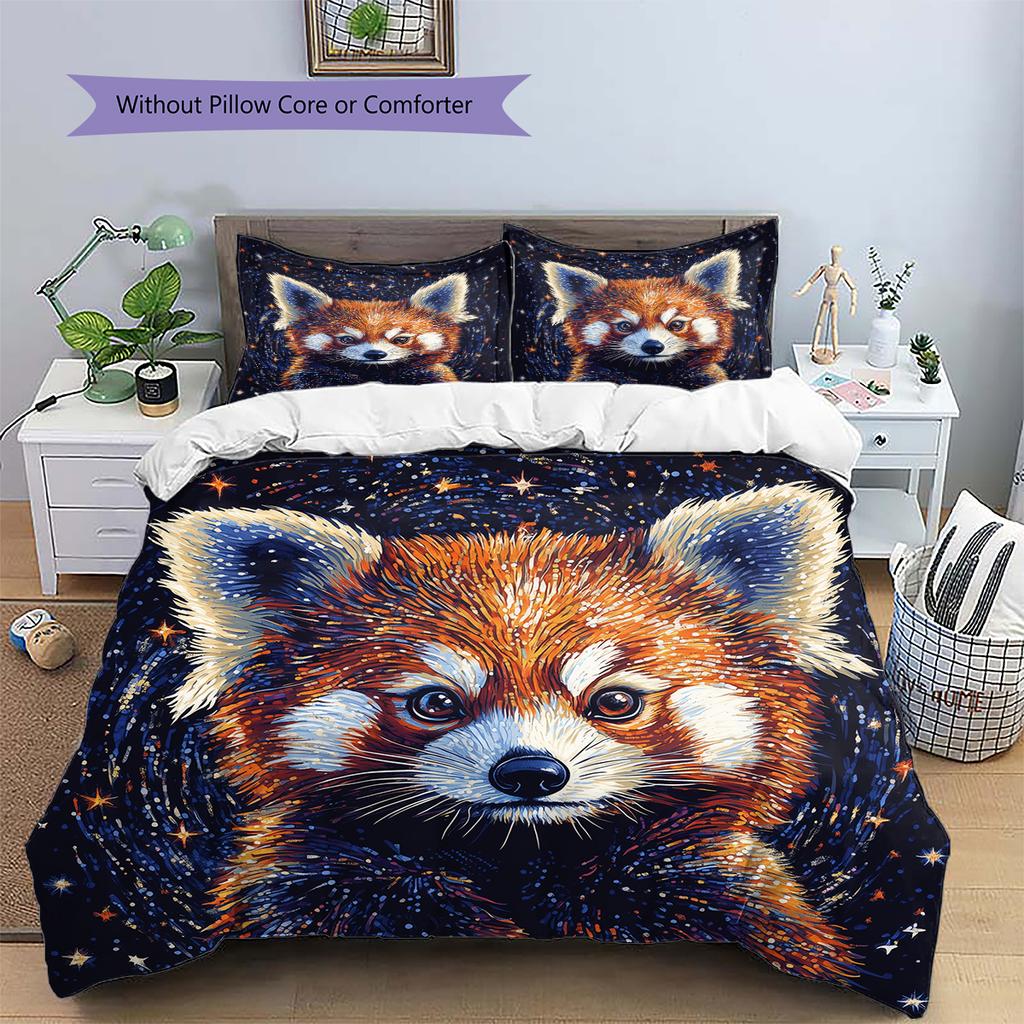 Rood Panda Patroon Beddengoed Huisdecoratie Verjaardagscadeau (1 dekbedovertrek + 2 kussenslopen, zonder binnenkussen)