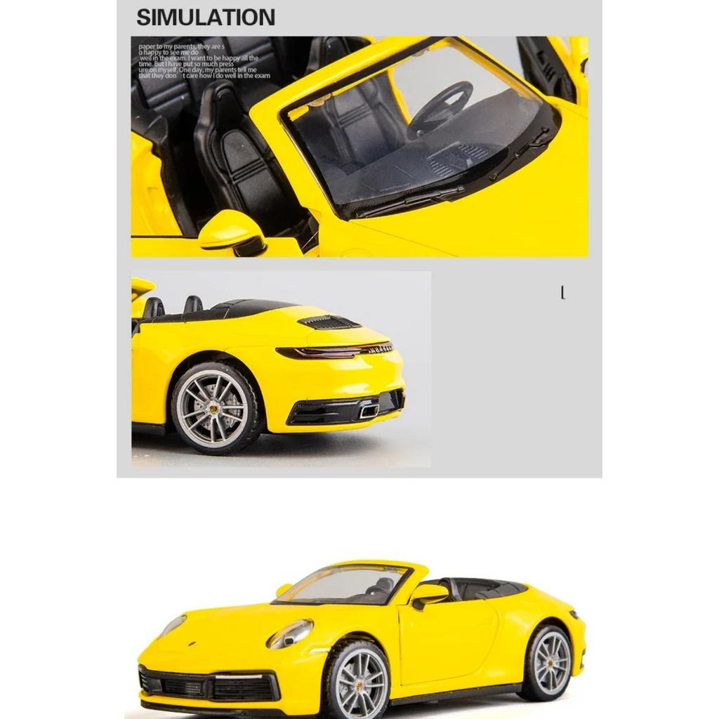 1/32 Porsche 911 Carrera Supercar Alloy Model Car Toy Diecasts Casting Sound and Light Car Toys For Children Vehicle