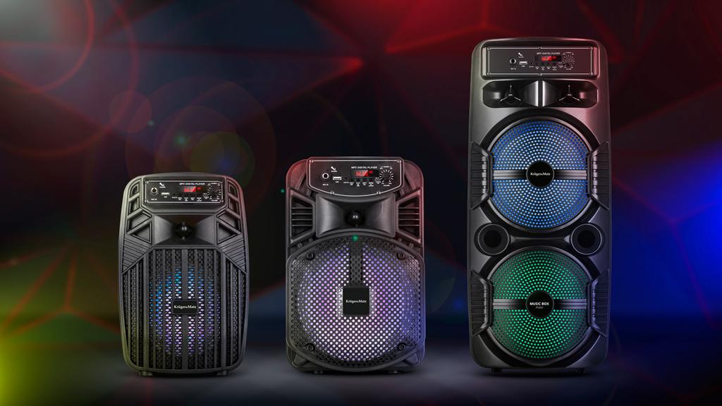 Bluetooth LED Boombox karaoke speaker USB AUX 10W Kruger&Matz