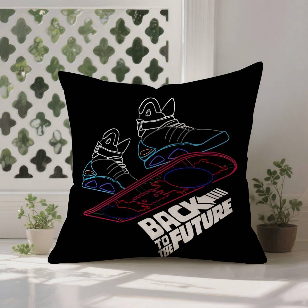 B-Back To The F-Future Pillow Case Anti-dustmite Pillowcase Invisible Zipper Silky Short Plush Sofa Cushion Cover