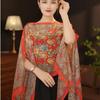 Long Length Sun Protection Shawl Flower Pattern Chiffon Scarf Breathable Shawl  Outdoor Activities