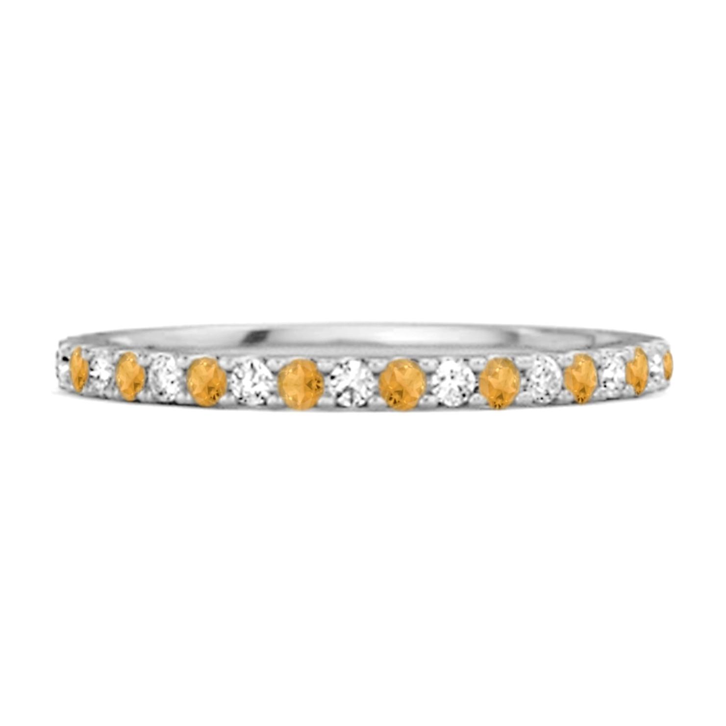 Citrine Alternating White Accent Eternity Band Ring-925 Sterling Silver 10.5 белый