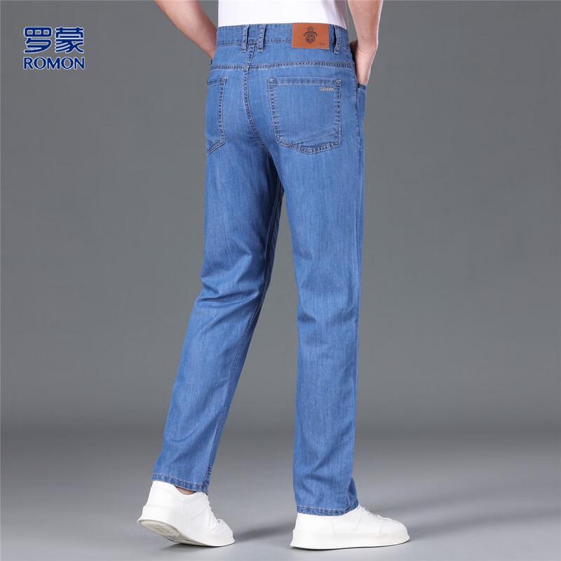 Luomeng Men's Lyocell-Silk Blend Straight-Leg Jeans