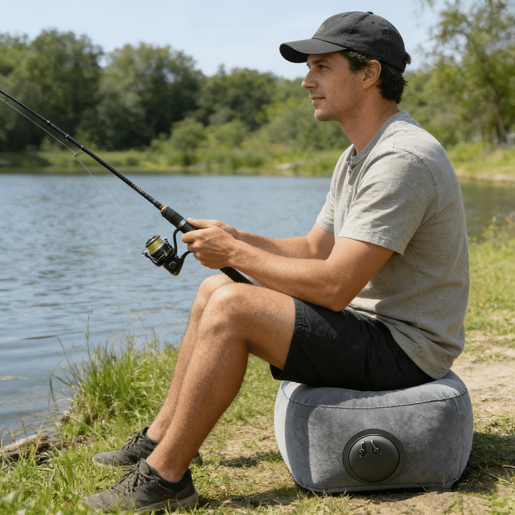 Press-Inflatable Portable Folding Lazy Chair - Camping & Fishing Inflatable Seat, Outdoor Stargazing Recliner, Quick-Inflate & Wear-Resistant