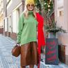 Autumn Winter Women Sweater With High Neck Knitted Fabric For Casual Lounge Wear