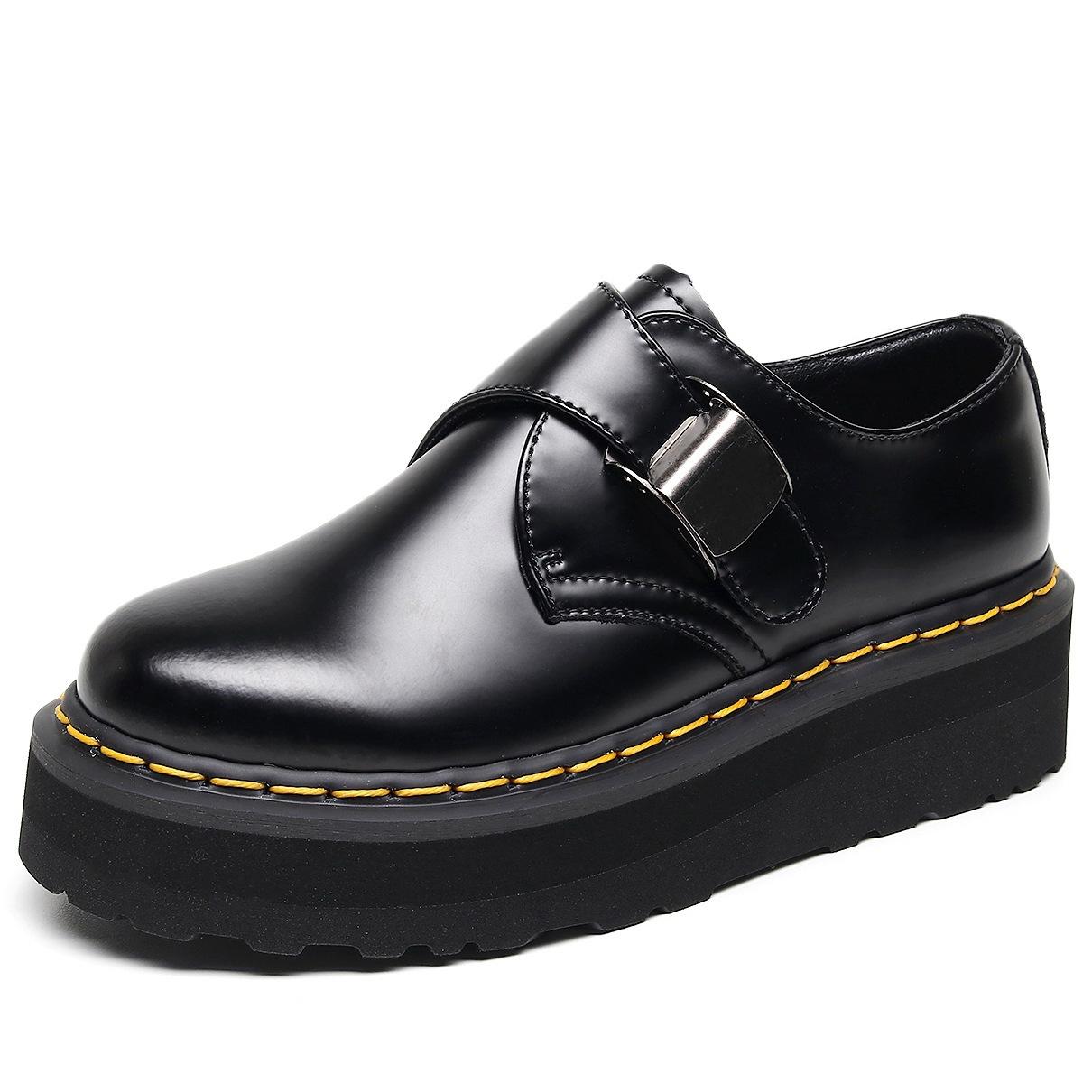 

Легкие - Низкие туфли с толстой подошвой и пряжкой, женские кожаные универсальные студенческие туфли и ботинки на все сезоны 35