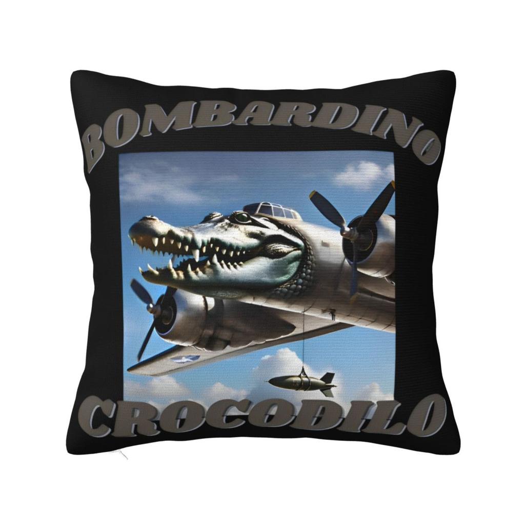 Brr Brr Patapim Italian Brainrot Pillowcase Polyester Cushion Cover Decor Meme Throw Pillow Case Cover Home Square 40X40cm