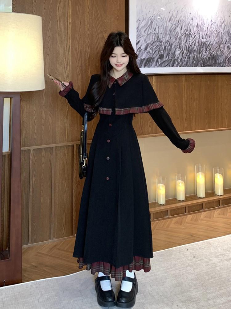 

2026 Spring Plus Size Patchwork Cape Dress - Slimming, High-End, Age-Defying Women s Long Skirt XXXL