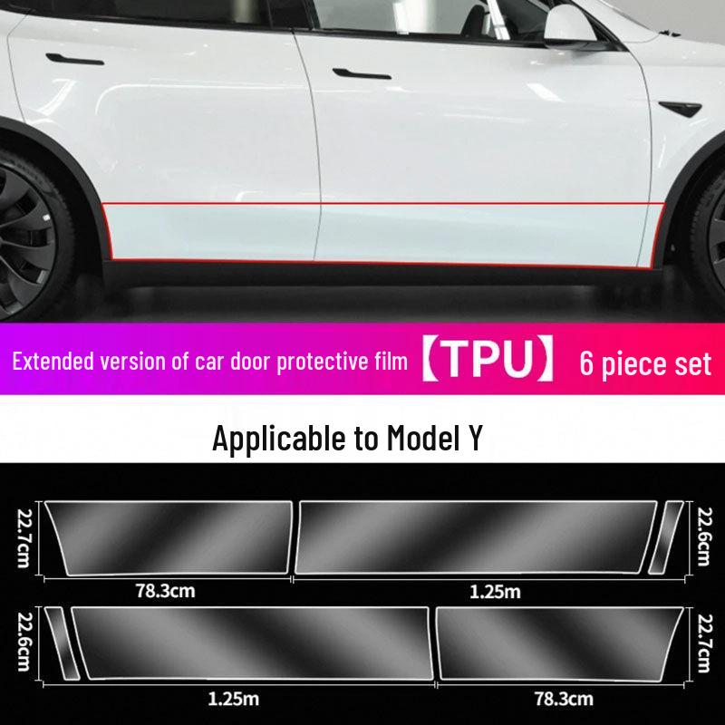 Model Y3 Car Door Corner Tint & Side Skirt TPU Anti-Scratch Film for Paint Protection.