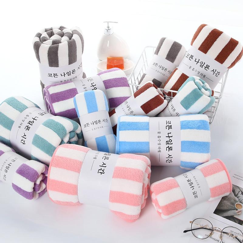 towel Stripes Absorbent Quick Drying Bath Towel Sets Soft Adults Face Hand Towels Bathroom Microfiber Swim Bath Towels