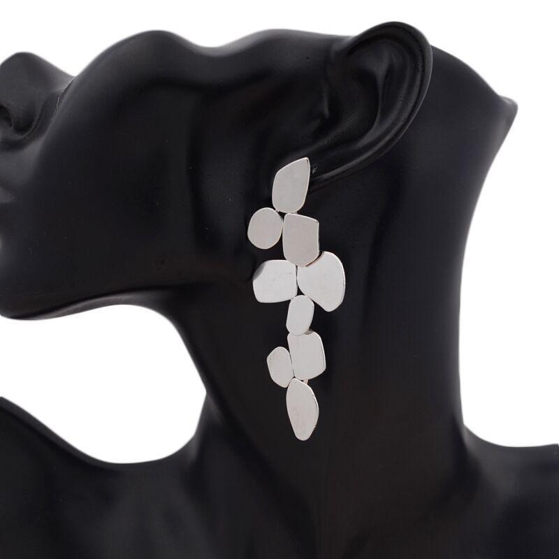 Long Exaggerated Hanging Earrings for Women Multi-layers Irregular Metal Piece Pendants Drop Earrings