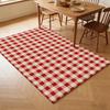 1pc 2D Flat Red White Checkered Area Rug, Machine Washable Non-Slip Decor Mat for Living Room & Under Bed