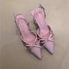 Niche Socialite High Heels Women'S Spring French Temperament Elegant Bow Pointed Thin Heel Bag Head Sandals