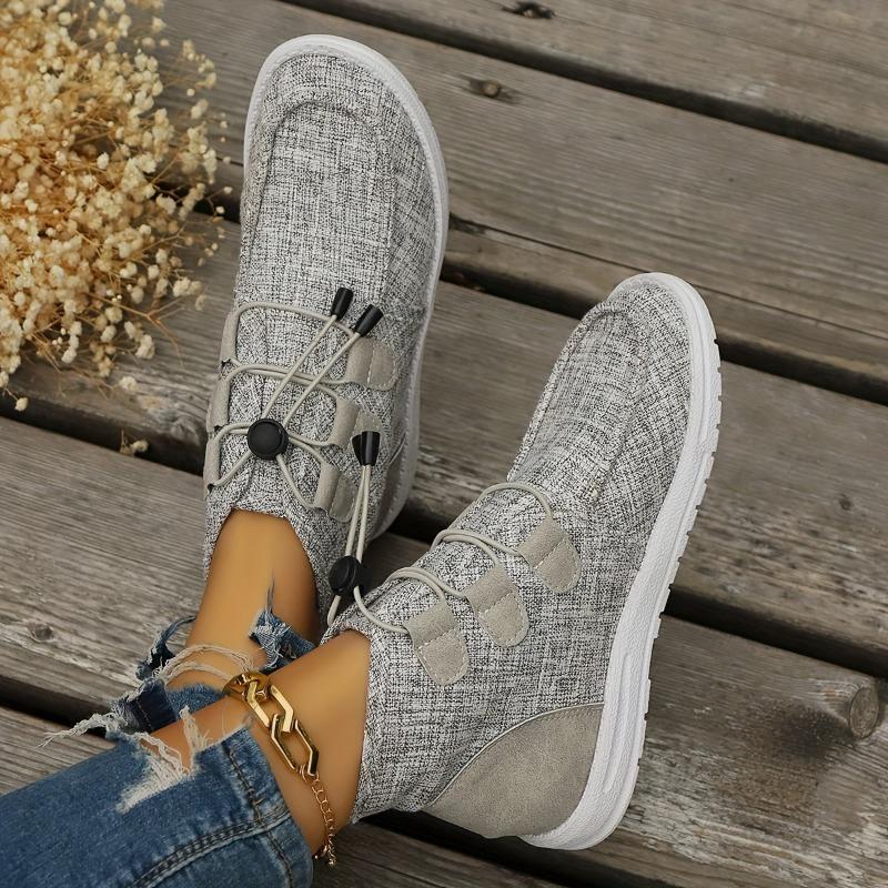 Women's Casual High-Top Sneakers - Breathable Fabric & Rubber Sole, Round Toe Comfort, Brown All-Season Versatile Shoes for Casual