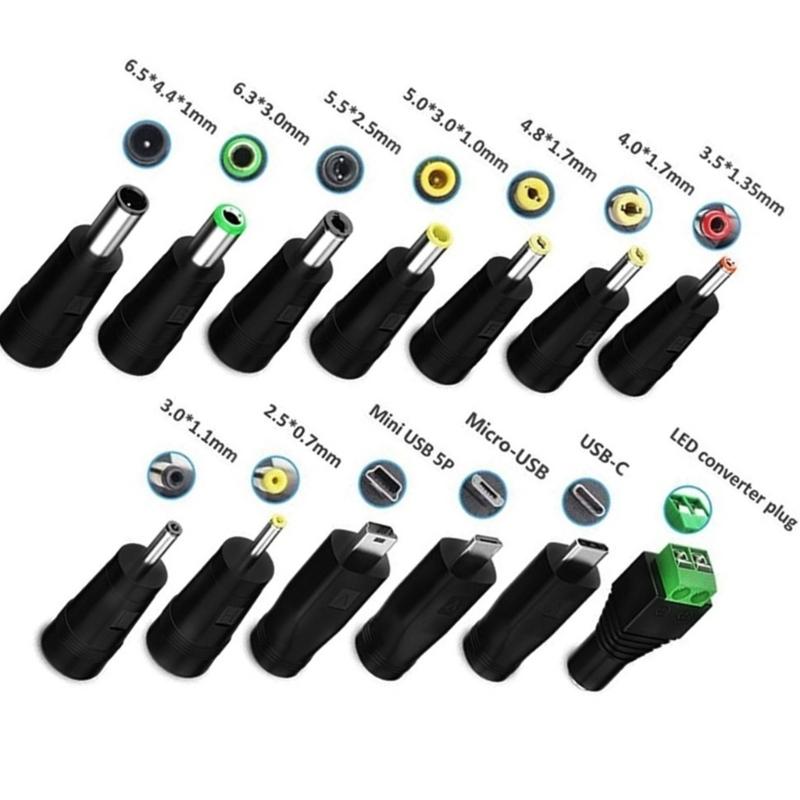 1.5M USB to 5.5x2.1mm Power Charger with 13 Connectors Set for Monitoring Cameras Printer Router LED Light Speaker