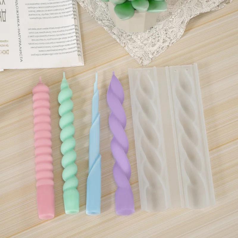 Romantic Spiral Long Pole Silicone Candle Mold DIY Geometry Round Church Candle Making Supplies Mould Handmade Gifts Home Decor