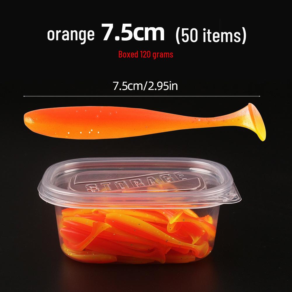 50pcs Two-Tone T-Tail Soft Baits: Freshwater Bass & Mandarin Fish Lures with Micro Object Long Cast Design