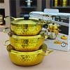 3-piece set: 18/20/22cm pots, gold finish