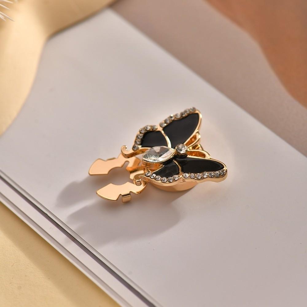 Rhinestone 3D Butterfly Cufflinks Brass Base Button Cover Creative Sleeve Button  Shirt Accessories