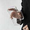 Microwave Safe Square Glass Cup 400Ml Transparent Glass Mug With Lid And Straw For Breakfast Coffee Milk Beer Party Use