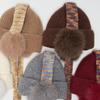 Knit Ear Flap Beanie Cuffed Cuffed Winter Hat Retro Ear Flap Hat  For Women