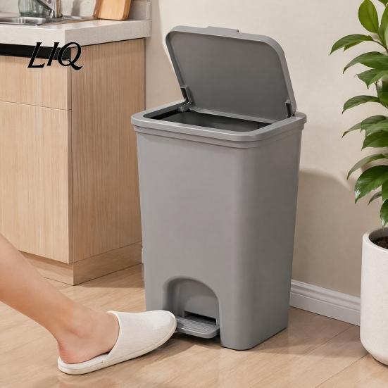 Double Open Lid Wastebasket Pedal Trash Can, with Dual-mode Lid, Easy Access Garbage Modern Bathroom Waste Can Odor-proof Slim Solid Color Basket, for