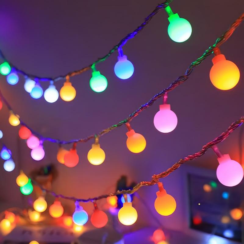 Colorful Solar LED Ball String Lights for Outdoor Christmas Decor