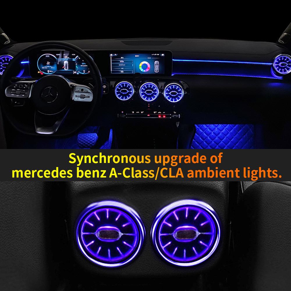 Led Car Air Vents Turbine 64 Colours Ambient Lights App Controls for Mercedes Nenz A-Class/ClA W177 W118 C118 2019 2020 2025-25