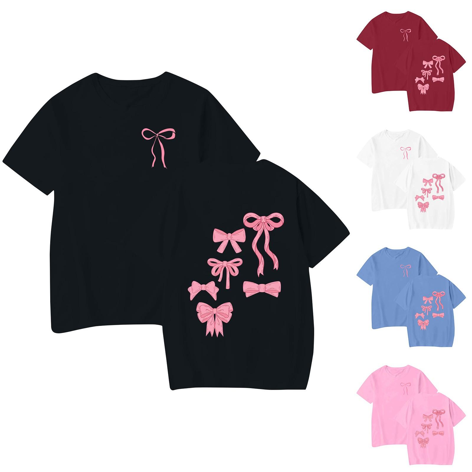 

Женский топ с круглым вырезом, короткими рукавами и принтом в виде банта XXL