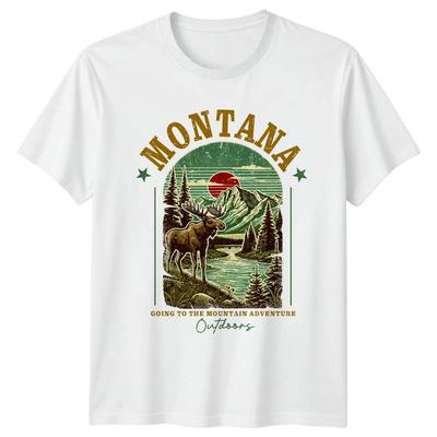 MONTANA Alce Montagna Avventura Viaggio Maglietta Uomo Donna Top Grafico
