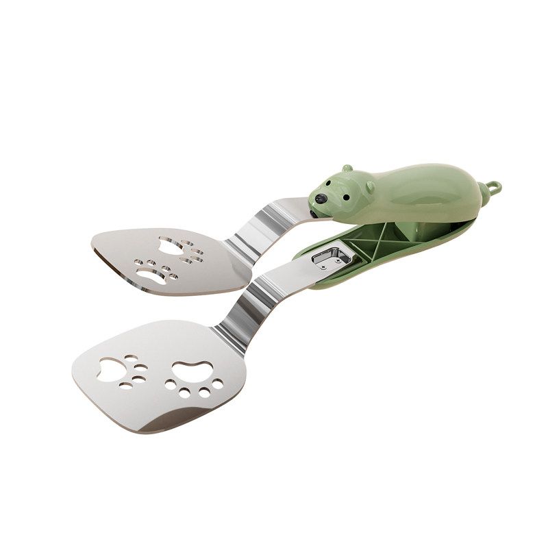 304 Stainless Steel Clip-On Frying Spatula Non-Stick Pan Multifunctional Kitchen Spatula for Frying Eggs, Pancakes, Steak, and Food Green