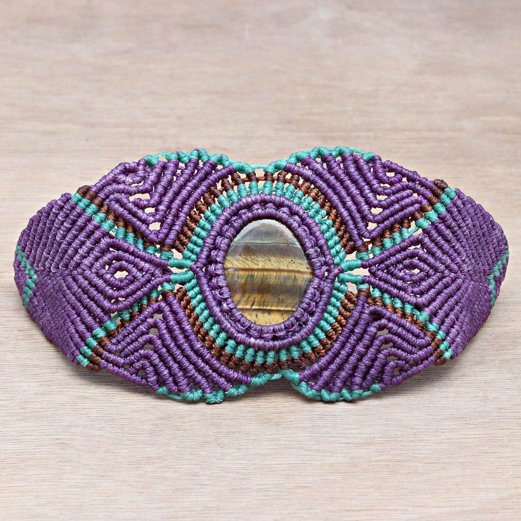 Macrame Thread Jewelry Gemstone Handmade 8-10'''Ad Tiger Eye'S Bracelet Ethnic