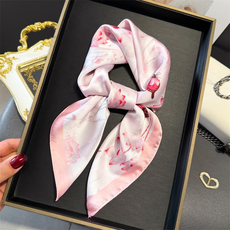 Print 70cm Silk Satin Headkerchief Women Luxury Design Neck Tie Scarf Female Hair Hand Wrist Foulard Shawl Hijab Bandana Scarves