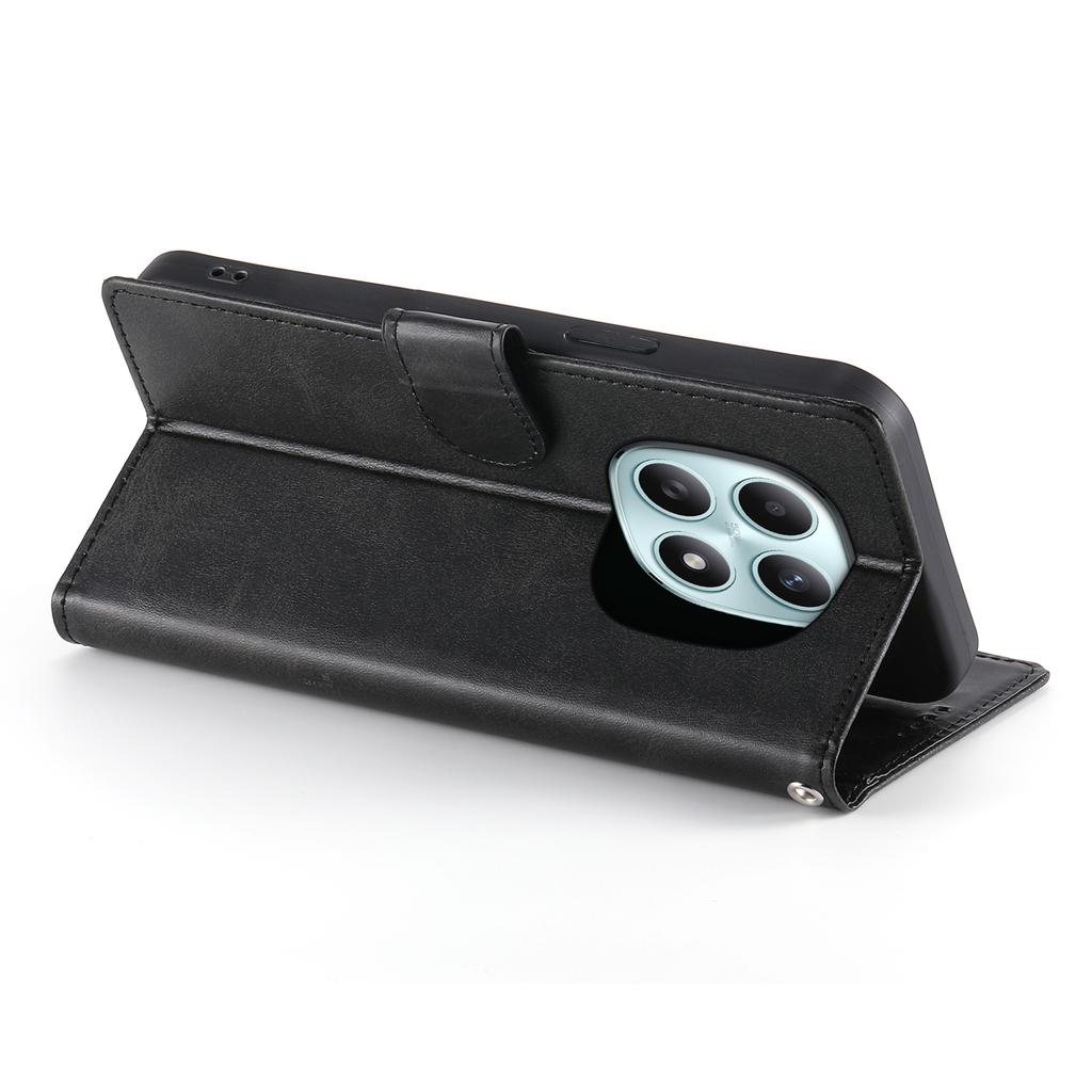 For Xiaomi Poco M8 5G/Redmi Note 15 5G (Global) Case Stand Wallet Calf Texture PU Leather Flip Phone Cover with Wrist Strap