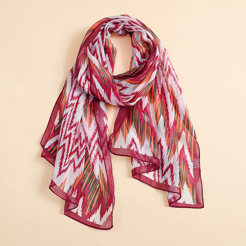 Luxury Brand Women Beach Scarf Georgette Silk Shawls Design Print Headband Female Summer Headband Wraps Sunscreen Hijab
