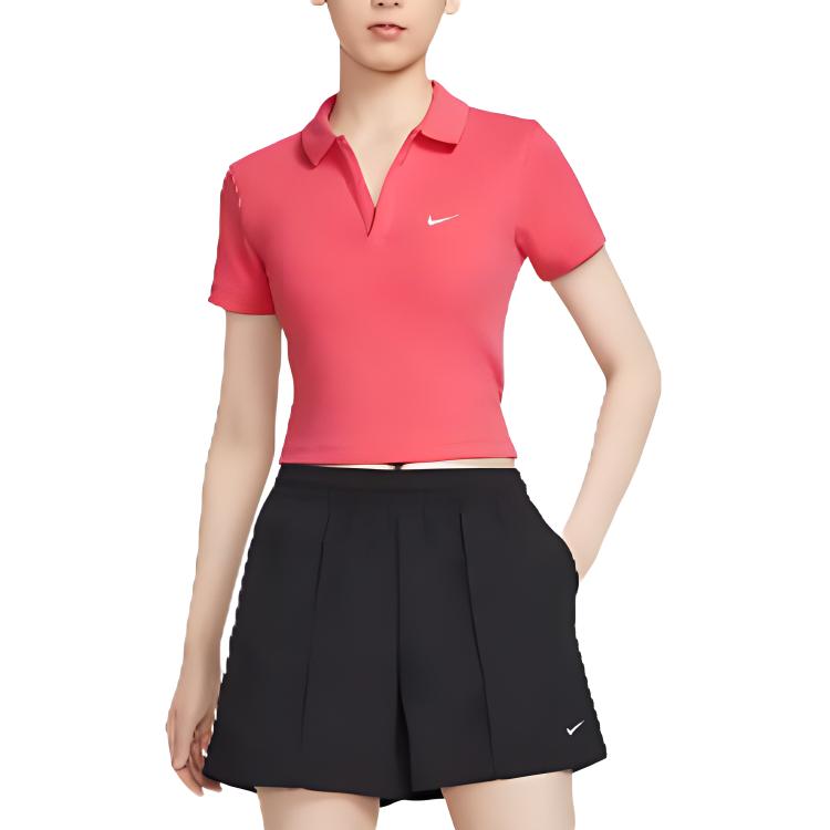 Nike Sportswear Essentials Series Slim Fit Polo Comfortable Soft Short Sleeve Regular T-Shirt Women Tops Purple White DV7885629