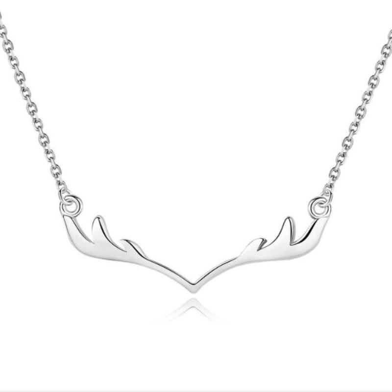 Popular Deer Antlers Necklaces & Pendants For Women Christmas Vintage Necklaces 925 Sterling Silver Jewelry Collier TYB364