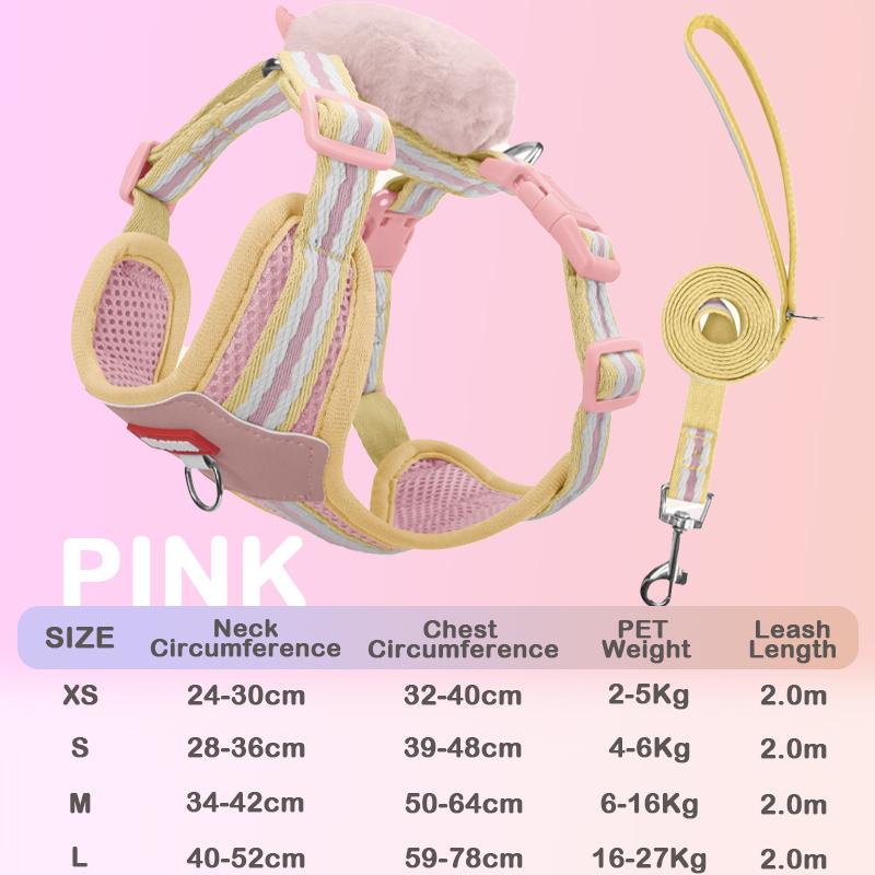 Adjustable Small Dog I-Shaped Chest Strap With Rope Pet Harness and Leash Set Pet Training Chest and Back For Puppy Dog XS