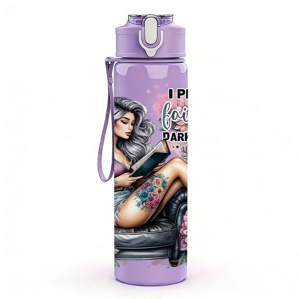 1PC Bohemian Lady Dark Fantasy Art Print 750ml Color Plastic Sports Water Bottle Leakproof Flip Straw Lid Suitable for Sports Office Home Use