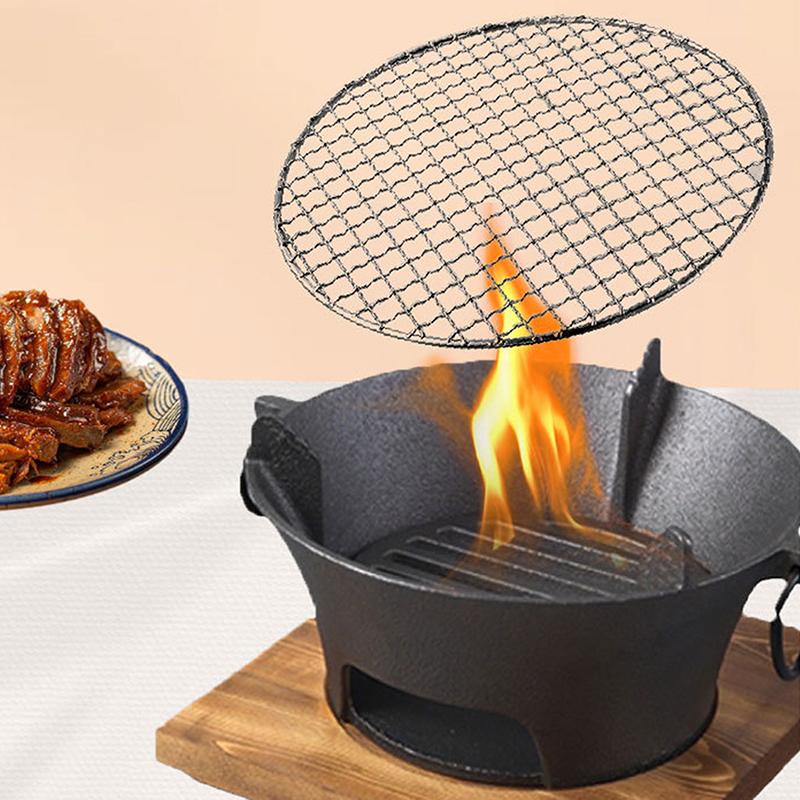 Runder Edelstahl-Grillrost Hitzebeständiger Grillrost Outdoor Camping Grill Teekochzubehör