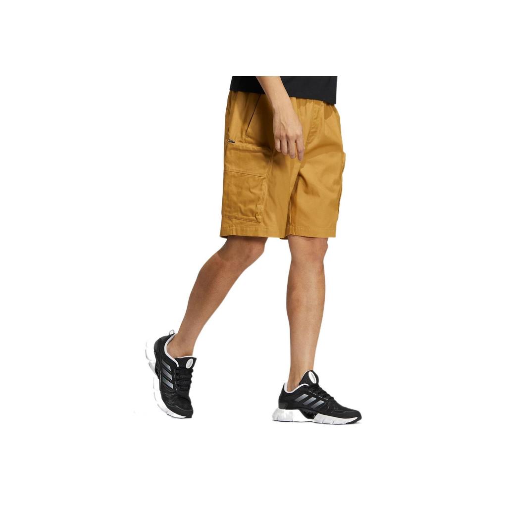 Adidas Solid Color Logo Print Casual Straight Shorts Men Bottoms Yellow HM2987