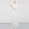 Holiday Style Beach Dress Suit Collar Sleeveless Fungus Rimmed Top + High-waist Skirt