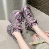 Fashion Women's Spring Autumn Platform Sequin Sneakers Lace-up Chunky Heeled Casual Shoes for Woman Versatile Tennis Vulcanize Shoes