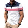 New Short-Sleeved Men's Casual Polo Shirt with Collar and Buttons Versatile Business-Striped T-Shirt Top