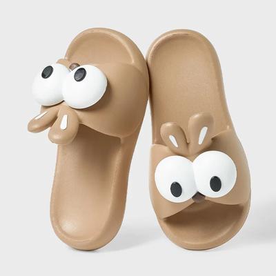 Women Funny Cartoon Slippers New Summer Big Eyes Hole Pool Slides Couples Casual Slidee Beach Shoes Indoor Bedroom Sandals Mujer